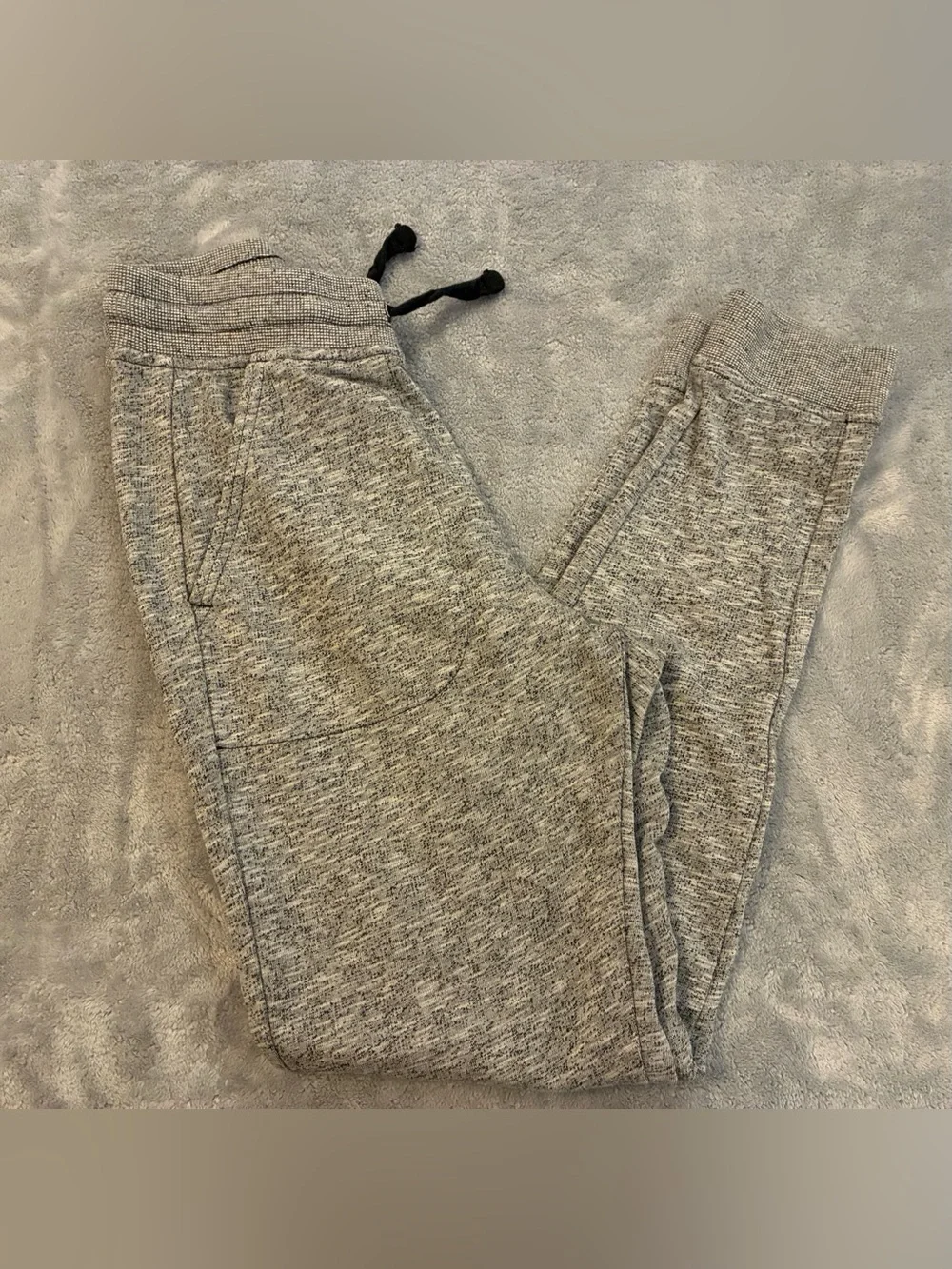 Men’s Faded Glory Gray Fleece Jogger Pants -   Drawstring Waistline Size Small